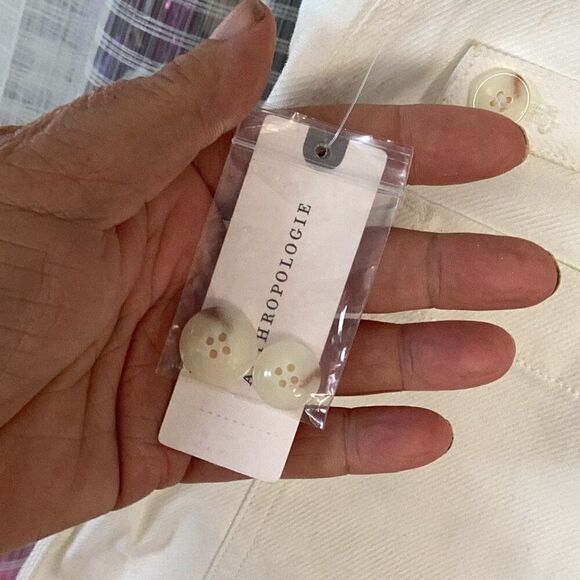 NWT Anthropologie White Cream Cargo Pants Jeans Women’s 14 - Picture 7 of 9